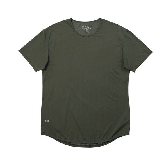 Bylt T Shirt Mens L Evergreen Silver Drop Cut Short Sleeve Micro Print Stretch - Picture 1 of 10